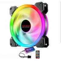 ราคา RGB Coolmoon สีพัดลมคอมพิวเตอร์ 12 ซม LED สีเมจิกพร้อมรีโมทคอนโทรลพร้อมกล่องควบคุม (24738816789)