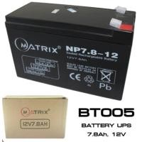 ราคา แบตเตอรี่แห้ง MATRIX 12V 7 8Ah ups แบตสำรอง 12V แบตเตอรี่ ยูพีเอส แบตเตอv ups แบตเตอรี่แห้ง ups แบตเตอรี่ bt005 (4351130111)