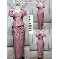 ราคา S 4XL ป้าย CLT ชุดเซตลายไทยสีสวย สีขับผิว เสื้อคอวี แขนพอง ผูกโบว์ไหล่ ผ้าถุงลายไทยทรงป้ายหน้าผ่าหลัง สวยมาก (24825271858)
