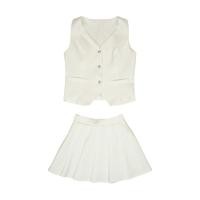 ราคา ขาว ชมพู ดำ SLYQ JOVELL VEST TOP SKIRT TWILL SET ชุดเซ็ตเสื้อแขนกุดกระดุมหน้าและกระโปรงสั้นจีบซับในกางเกง (24774202184)
