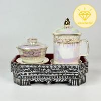 ราคา ชุดถวายน้ำพระ กี๋มุก ชุดกี๋มุก ชุดชาเบญจรงค์ ทำบุญ งานกฐิน (24438692888)