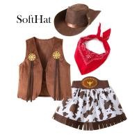 ราคา น่ารักสไตล์ตะวันตกคาวบอยเสื้อกั๊กสีน้ําตาลกระโปรงวัวสําหรับเด็กสาวผ้าพันคอสีแดงคอสเพลย์เครื่องแต่งกายฮาโลวีนคริสต์มาสพรรคชุด (23584397180)