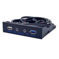 ราคา 2 Port USB 3 0 Hub W HD Audio 3 5mm Earphone Jack Mic Interface Front Panel for PC 20 Pin 3 5In Floppy Bay (24350877876)
