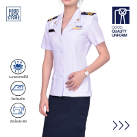 ราคา ชุดครูเอกชนหญิง แขนสั้น แบบเอวปล่อยชาย ขายแยกชิ้น เสื้อขาวแขนสั้นตัดแบบมีซับในทรงสูท ดูดี กว่าทุกๆชุดที่เคยใส่ กระโปรงสีกรมทรงสวย เนื้อผ้าดี มีขอบบนและกระเป๋าเล็กซ่อนบริเวณขอบ Good luck store (2180540