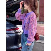 ราคา เสื้อสเวตเตอร์ถักสีม่วง แขนยาว ทรงสั้น คอปกกลม สไตล์ย้อนยุค เสื้อคาร์ดิแกนเปิดหน้าอก แฟชั่นฤดูใบไม้ร่วง ฤดูหนาว (22948848861)