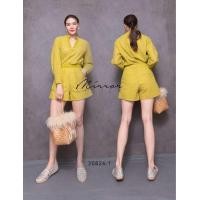 ราคา Setเสื้อปักคอวีแขนยาว กางเกงขาสั้น งานลูกไม้ปักฉลุทั้งชุดTag Mirror Sister (20273518321)