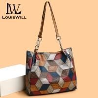 ราคา LouisWill กระเป๋าผู้หญิงกระเป๋าสะพายไหล่กระเป๋าtote PU สไตล์โบฮีเมียนสายโซ่ที่ตัดกันและหัวเข็มขัดออกแบบลายวินเทจความจุขนาดใหญ่พิมพ์ย้อนยุค 6 11 (24562839382)