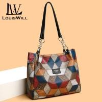 ราคา LouisWill กระเป๋าผู้หญิงกระเป๋าสะพายไหล่กระเป๋าtote PU สไตล์โบฮีเมียนสายโซ่ที่ตัดกันและหัวเข็มขัดออกแบบลายวินเทจความจุขนาดใหญ่พิมพ์ย้อนยุค 6 11 (24562839381)