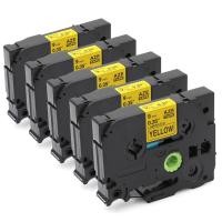 ราคา เทปพิมพ์ฉลาก P Touch TZe 621 TZ 621 5 แพ็ค ริบบิ้นเครื่องพิมพ์ลามิเนต TZE621 TZ621 ใช้ได้กับ Brother P Touch Cube PT H107B PT H110 PT D200 PT D210 PT D450 PT D600 เครื่องติดฉลากพิมพ์สีดำ บนสีเหลือง 0 