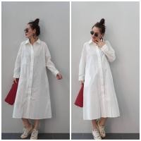 ราคา ชุดเดรสผ้าลินินทรงเชิ้ตตัวยาว แขนยาว มีกระดุมหน้า มีกระเป๋าด้านข้าง ทรงสวย ขนาดฟรีไซส์อก 46 เอว 48 (22844051361)