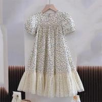 ราคา เสื้อแขนสั้นสำหรับหน้าร้อนเดรสเจ้าหญิงสำหรับเด็กโตชุดเด็กผู้หญิงชุดเดรสเจ้าหญิงงานปะติดลูกไม้พิมพ์ลายดอกไม้ฉบับภาษาเกาหลี (23835399541)