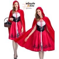 ราคา สินค้าอยู่ไทย CP58 ชุดหนูน้อยหมวกแดง หนูน้อยหมวกแดง Dress for Little Red Riding Hood Suit Disney Costume Party Movie Cosplay Fancy Outfit (1300516600)