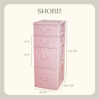 ราคา SHORI ตู้ลิ้นชักพลาสติกใหญ่ลายหวาย สูง111ซม 4ชั้น ลิ้นชัก2ไซส์ รุ่นRM สีหวาน สั่ง1ตู้ ออเดอร์เท่านั้น (23103476868)