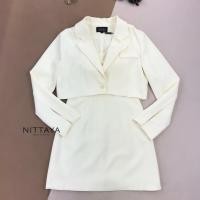 ราคา NITTAYA D2454 ชุดเซตเสื้อคลุมสูทคอปกแขนยาวเดรสสายเดี่ยวกระโปรง ทรงสวยเรียบหรูดูแพง ใส่ออกงาน ทำงาน คาเฟ่ (24992369480)