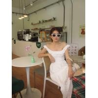 ราคา LALINDA GARDENIA เดรสยาว ผ้าฉลุ สีขาว ผ่าหน้า (23841626627)