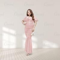 ราคา Ommishop ชุดราตรี 1964V PS คอวีติดดอกไม้ แขนกระดิ่ง ผ้า Glitter เดรสออกงาน ชุดงานแต่ง เพื่อนเจ้าสาว สาวอวบ Plus Size (23854828752)