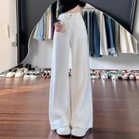 ราคา กางเกงยีนส์ทรงตรงเอวสูงขากระบอกสีขาวสำหรับผู้หญิง กางเกงขายาวทรงหลวมสบายๆ สไตล์ฤดูใบไม้ผลิ 2025 กางเกงขายาวทรงตรง (24355180489)