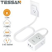 ราคา TESSAN ปลั้กไฟมาตรฐาน USB Type C สวิตช์ควบคุม ปลั๊กสามตา ปลั๊กไฟ 3 เมตร ปลั้กไฟ รางปลั๊กไฟ (24593278375)