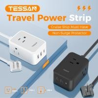 ราคา TESSAN Ultra Thin Flat Plug 1 5m with 3 AC Outlets 3 USB 1 USB C Ports Surge Protector Power Strip for Home Office Dorm Room White (23205645270)