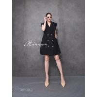 ราคา Mirrorsister 40130 3 เดรสทรงเก๋ แขนกุด ดีเทลคอปกสูทเทเลอร์ แต่งกระดุมกระเรียงคู่6เม็ด มีกระเป๋าล้วงได้2ข้างลำตัว (21396907583)