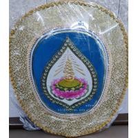 ราคา ตาลปัตร ตาลปัตรประดิษฐ์ ลายบัวนูน ตาลปัตรปักลายบัวนูน ด้ามไม้ (21784482570)