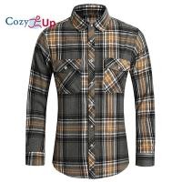 ราคา Cozy Up เสื้อแขนยาวผู้ชายลายสก๊อตบาติกกระเป๋าหน้าอกตกแต่งสบาย (16041965386)