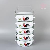 ราคา ปิ่นโต ปิ่นโตทำบุญ ปิ่นโตเคลือบ ปิ่นโตเคลือบ ปิ่นโตลายไก่ ทรงบุษบา 14cm x 5ชั้น ลายไก่ลำปาง ตรานกเพนกวิน (19368328874)