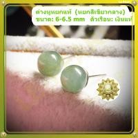 ราคา แท้100 ต่างหูหยกเจไดท์ สีเขียวกลางและสีเขียวเข้ม ต่างหูหยกแท้แบบเม็ดเดี่ยว ตัวเรือนเงินแท้ Jadeite Jade Earrings (22421435612)