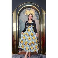 ราคา ชุดเดรสไมอิตาลีผ้าแต่งซีฟองลายดอกทานตะวันสีเหลือง No 330 (24236562244)