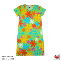 ราคา เสื้อแตงโม SUIKA เสื้อแตงโม เดรสผ้ายืดคอกลม พิมพ์ลายดอกผักแว่น P DO 082 (15669828949)