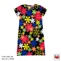 ราคา เสื้อแตงโม SUIKA เสื้อแตงโม เดรสผ้ายืดคอกลม พิมพ์ลายดอกผักแว่น P DO 082 (24185142968)