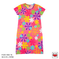 ราคา เสื้อแตงโม SUIKA เสื้อแตงโม เดรสผ้ายืดคอกลม พิมพ์ลายดอกผักแว่น P DO 082 (24185142971)