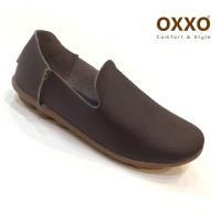 ราคา OXXO รองเท้าเพื่อสุขภาพหนังแท้ หนังวัว รองเท้าคัทชู พี้นแบน หนังนิ่มมาก พี้นยางสั่งทำพิเศษ พื้นสูง1นิ้ว ใส่สบายX06019 (19756879708)