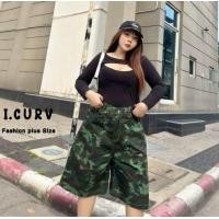 ราคา I CURV JEANS กางเกงยีนส์ขาสั้นสาวอวบ กางเกงคาโก้คนอวบ ลายทหาร สไตล์สตรีท เท่ ๆ เอวสูง เก็บทรงสวย ทรงขากระบอกใหญ่ แฟชั่นสาวอวบอ้วน ใส่สบาย street style fashionplussize (24549081785)
