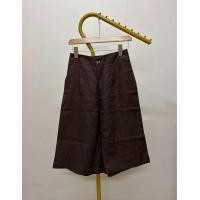 ราคา กางเกงลินินแท้ สี่ส่วน ทรงเอวสูง ขาบาน ซิปหน้า เอวสม็อคยางยืดด้านหลัง กระเป๋าข้าง รุ่นฟรีไซส์ ยาว 27 นิ้ว (24890712105)