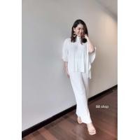 ราคา ชุดเซ็ทเสื้อและกางเกงอัดพลีท Tn4 Tw แฟชั่นชุดอัดพลีท ชุดเซ็ท ชุดใส่ออกงาน แฟชั่นสาวอวบ งานอัดพลีท ชุดคุณแม่ (19827589783)