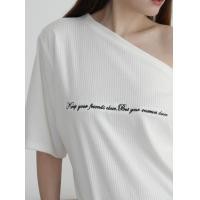 ราคา BXB OFF SHOULDER TOP เสื้อยืดปาดไหล่ผ้าร่องสเวตเตอร์ (24970169091)