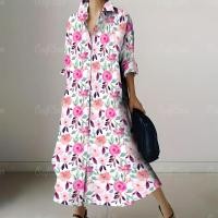 ราคา ชุดเดรสผู้หญิง ชุดเสื้อเชิ้ต เสื้อผ้าผู้หญิง ปกเสื้อพิมพ์ลายมัดย้อม ชุดเดรสแขนยาวขนาดบวก ชุดเดรสสวยๆหรู ชุดเดรสวันหยุดฮาวายต้นฤดูใบไม้ร่วง (23135062328)