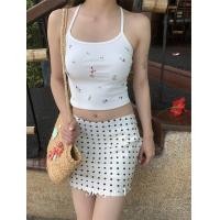 ราคา สีขาว ลายจุดหางปลา กระโปรง สไตล์เกาหลี A Line Mini กระโปรง พรางหุ่น ห่อรอบเอวสูงครึ่งตัวแฟชั่นฤดูร้อน (24496206024)