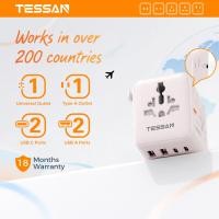 ราคา แจกของรางวัล TESSAN Universal Travel Adapter ปลั๊ก แปลงไฟ จีน ปลั๊กไฟ ญี่ปุ่น UK Plug Adapter USB Type C ปลั๊ก แปลง universal (24996764770)
