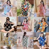 ราคา ชุดนอนลายการ์ตูน ชุดนอนคอกลม ชุดนอนคอกลมเสื้อแขนสั้น ขาสั้น ลายการ์ตูน ใส่สบาย เนื้อผ้านิ่มใส่สบายมาก ฟรีไซส์ พร้อมส่งจากไทย สินค้าขายดี Sook Living Mall (24711149560)