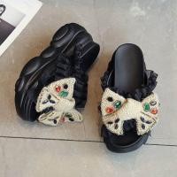 ราคา พร้อมส่ง รองเท้าส้นตึก แต่งโบว์ สไตล์เกาหลี รองเท้าแฟชั่น สูง8cm (17254185519)