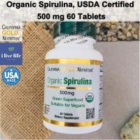 ราคา Organic Spirulina สาหร่ายสไปรูลิน่าออแกนิค 500 mg 60 Tablets USP Verified USDA Certified Organic California Gold Nutrition (8873904958)