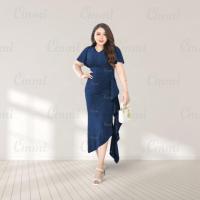 ราคา Ommishop ชุดราตรี 5037V PS คอวีแขนสั้นบาน เดรสออกงาน ชุดงานแต่ง เพื่อนเจ้าสาว งานสาวอวบ Plus Size (23663920486)