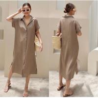 ราคา maxi dress ผ้าลินินแท้ ชุดเดรสลินิน linen dress ชุดเดรสยาวสีหวานผ้าลินิน เดรสเชิ้ตลินินแท้ ลินินแท้100 (17514754965)