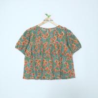 ราคา เสื้อคอกลม แขนตุ๊กตา กระดุมหลัง 1 เม็ด เนื้อผ้าคอตตอนอินเดีย พิมพ์ลายบล็อกไม้จากอินเดีย (24475237870)