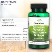 ราคา ลอตผลิตใหม่ Exp 2028 Swanson Full Spectrum Valerian Chamomile Hops 60 แคปซูล (21531975067)