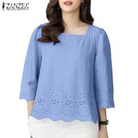 ราคา Fancystyle ZANZEA เสื้อลูกไม้แขนสามส่วนแฟชั่นสำหรับผู้หญิงสไตล์เกาหลีเสื้อเปิดไหล่แขนยาวปักลายลูกไม้ 0512 (24448558034)