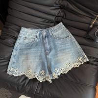 ราคา กางเกงขาสั้นผ้ายีนส์ทรงเอเอวสูงปักลายดอกไม้สีฟ้าอ่อนสไตล์ย้อนยุคสำหรับผู้หญิงในช่วงฤดูร้อน กางเกงยีนส์ทรงสลิมฟิตสำหรับผู้หญิง (24751221417)