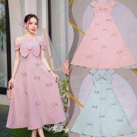 ราคา เดรสยาว เดรสออกงาน เดรสไปงานแต่ง สีชมพู สีเขียวมิ้น งานป้าย thanyacha (24264646910)